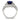 Sterling Silver Rhodium-plated Polished Blue Glass and CZ Ring - View 2