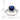 Sterling Silver Rhodium-plated Polished Blue Glass and CZ Ring - View 3