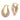 10k Tri-Color Gold Triple Hoop Earrings with Diamond-Cut Detail - Image 1