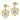 10K White Gold Heart Filigree Beaded Dangle Earrings - Image 2