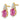 14k Diamond and 7x5 Oval October/Lab Created Pink Sapphire Post Earrings - Image 2