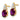 14k Gold Diamond and Oval Rhodolite Garnet Stud Earrings - Image 2