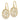 14K White Gold Filigree Circle Dangle Earrings with Diamond-Cut Detail - Image 1