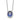 14k White Gold Oval Lab-Created Sapphire and Diamond Halo Necklace - Image 1