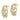 14K Gold and White Rhodium Oval Filigree Diamond-Cut Post Earrings - Image 2