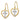 14K w/Rhodium Cross In Center Heart Earrings - Image 2