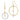 14k Two-Tone Dangle Earrings with Double Circle and Bar Design - Image 1