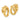 14K Polished and Brushed Square Tube Double Hoop Earrings - Image 2