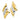14k Gold and White Rhodium Ribbed Non-Pierced Omega Back Earrings - Image 1