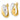 14k with White Rhodium Polished Hinged Hoop Earrings - Image 2