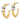 14k Two-tone Polished with Rings Double C-Hoop Post Earrings - Image 2