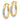 14K Gold & Rhodium Diamond-Cut Oval Hoop Earrings - Image 1