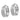 14K White Gold Satin Hoop Earrings with Diamond Cut Detail - Image 1