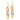 14K Tri-color Diamond-cut Leaves Dangle French Hook Earrings - Image 1