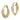14k Gold Textured Polished Hoop Earrings with White Rhodium - Image 2