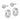 14K White Gold Polished & Diamond-Cut Hinged Hoop Earrings Set - Image 2