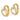 14k Gold Polished Round Hoop Earrings with CZ Stones - Image 2